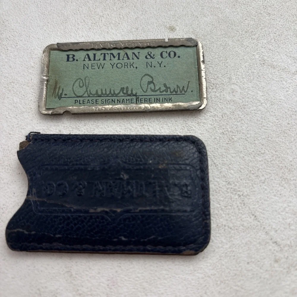 B. Altman Dept Store Marvelous  Mr Brown Metal Charge Plate Card Holder NYC